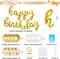 Gold Happy Birthday Balloon Set – 25PCS Cursive Foil & Latex Balloons with Ribbon and Confetti Balloons for Women, Men, Kids Birthday Party Decorations (Gold)